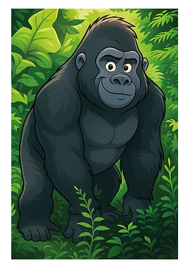 Smiling Gorilla in Jungle