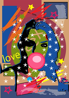 Pop Art Girl with Bubblegum