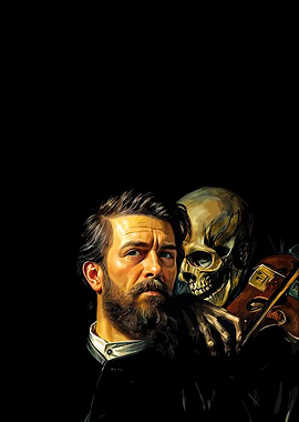 Man with Skull and Violin