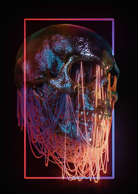 Neon Skull with Wires