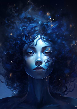 Mystical Woman with Blue Hair