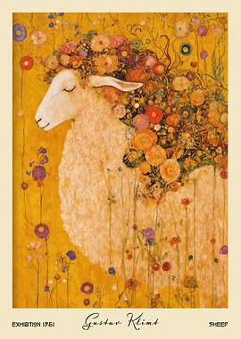 Gustav Klimt Sheep Floral