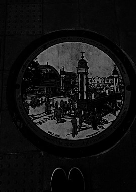 Manhole Cover with Cityscape