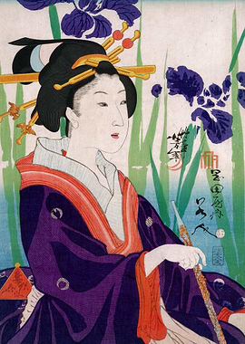 Japanese Woman with Irises
