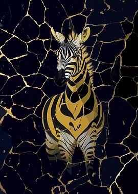 Golden Zebra Poster Art