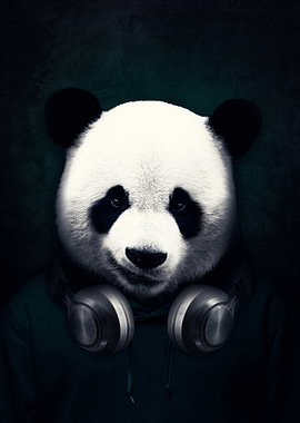 Panda with Headphones