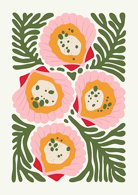 Floral Pattern with Shells