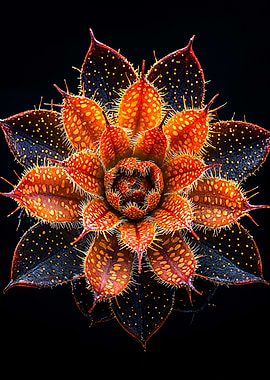 Succulent Plant with Orange and Black Spots