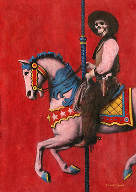 Skeleton on Carousel Horse