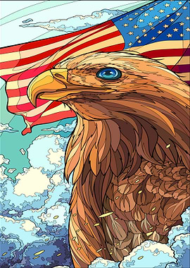 American Eagle with Flag