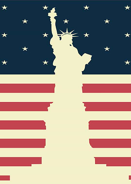 Statue of Liberty & American Flag