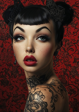 Rockabilly Rebel Girl With Tattoos