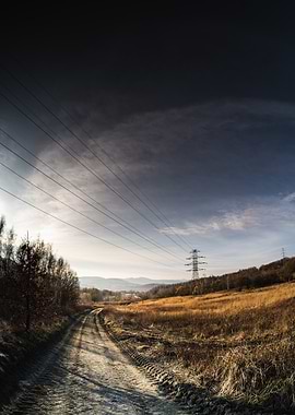 Rural Road Under Power Lines
