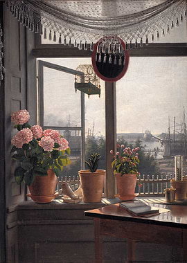 Window View with Flowers