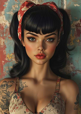Rockabilly Rebel Girl With Tattoos