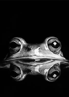 Frog Close-Up Black and White Photo