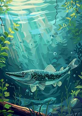 Pike Fish Underwater