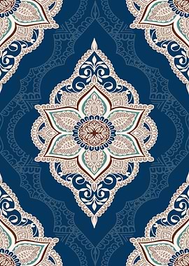 Blue Floral Mandala Pattern