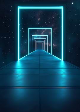 Neon Corridor to the Stars