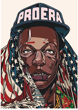 Hip Hop Portrait with American Flag