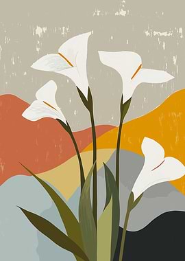 White Calla Lilies Abstract Art