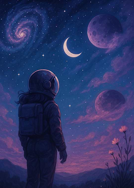 Astronaut Gazing at Stars