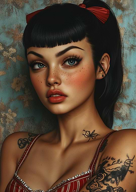 Rockabilly Rebel Girl With Tattoos