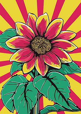 Retro Sunflower Art