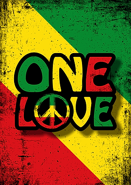 One Love Peace Sign Reggae Poster