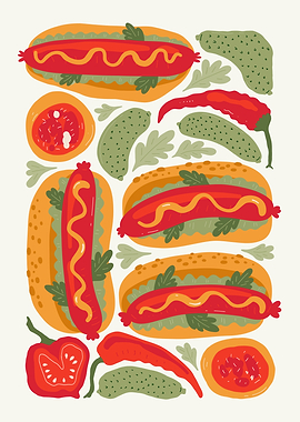 Hot Dog Illustration