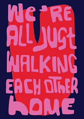 We're All Just Walking Home, Retro Quote Print, Trendy Wall Art, Check Print, Dorm Room Decor, Aesthetic Wall Art