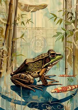 Frog and Koi Fish Painting