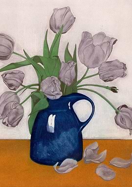 Blue Vase with Tulips