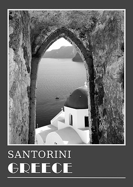 Santorini Church View Photo Travel Poster