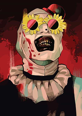 Creepy Clown with Sunflower Glasses
