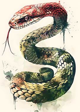 Watercolor Snake Illustration