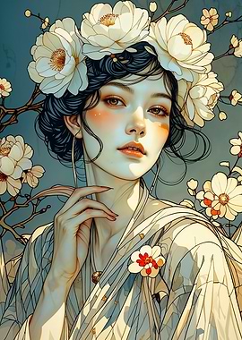 Celestial Beauty Adorned With Flowers