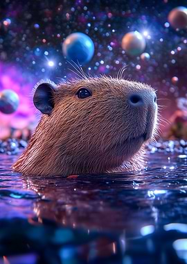 Capybara in Cosmic Waters