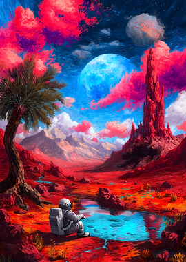 Astronaut in Alien Landscape