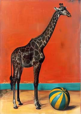Giraffe and Ball Minimalist