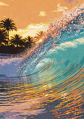 Sunset Surf Wave