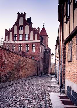 Cobblestone Street in Old Town Torun