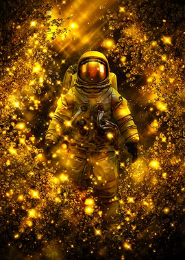 Astronaut in Golden Forest