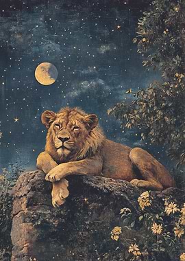 Lion Under the Stars