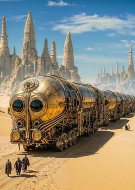 Steampunk Train in Desert