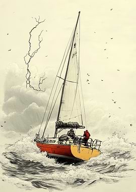 Sailboat in Stormy Sea