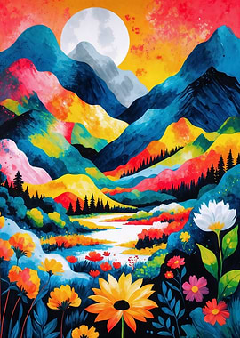 Colorful Mountain Landscape