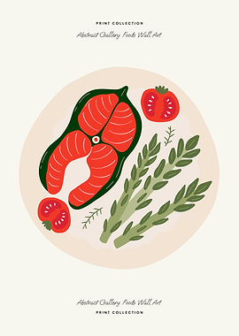 Salmon & Asparagus Wall Art