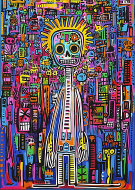 Psychedelic Skull Alien Figure