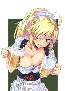 Anime Girl Serving Beer